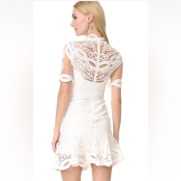 Jonathan Simkhai Ivory Truss Applique Cap Sleeve Mini Flare Dress 10 - Picture 2 of 11